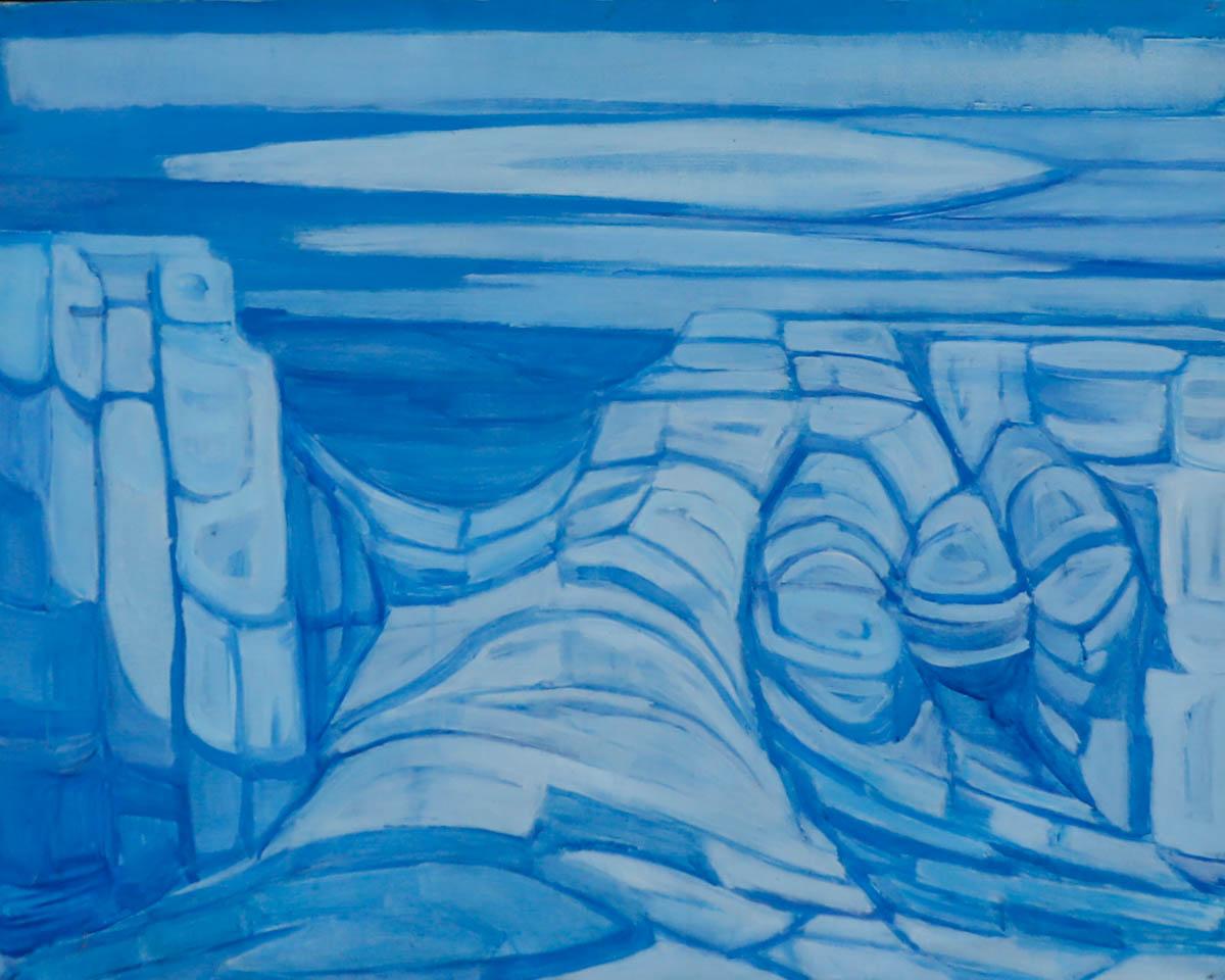 Brynhild Parker (1907-1987) - 20. Jahrhundert Öl, Bay of Antibes III, Bay of Antibes – Painting von Unknown