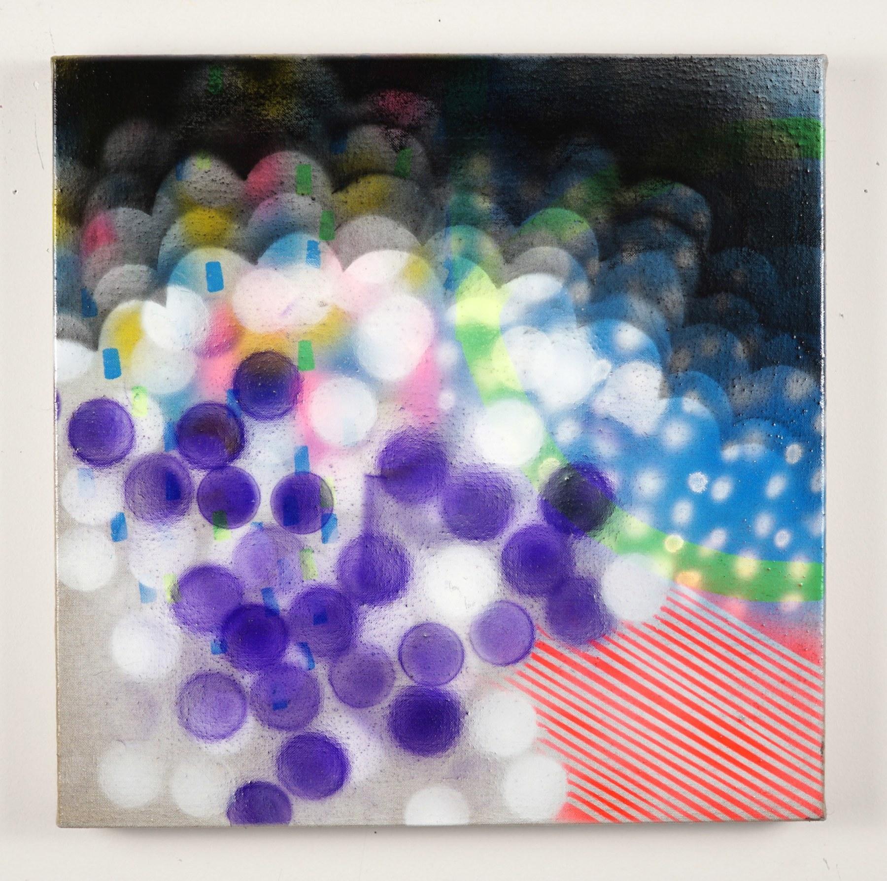 Abstract Painting di Unknown - Nuvola di bolle, pittura ad aerografo e polimeri su lino di Alex Blau, 2022