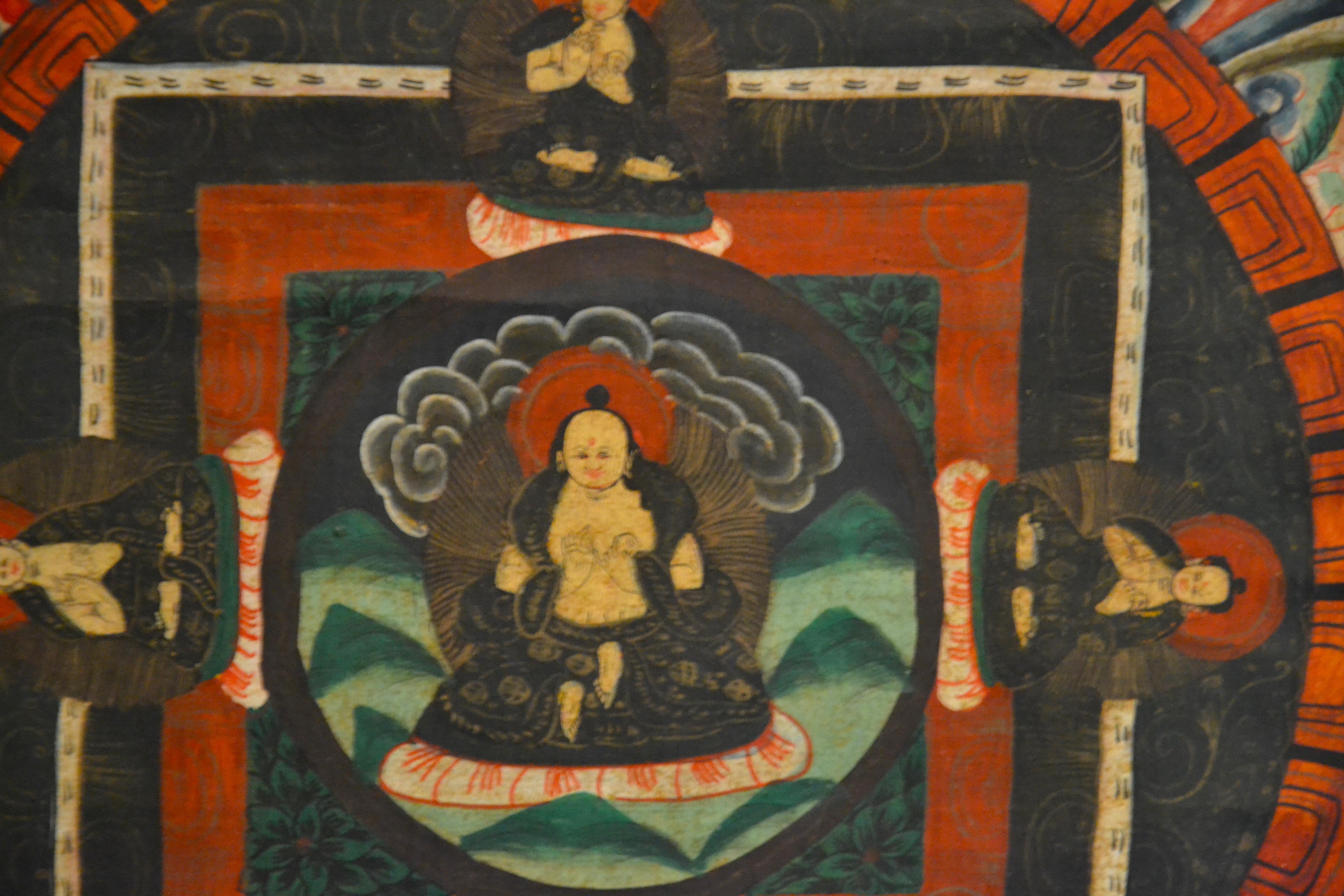 Buddha Mudra Mandala - Vintage Tibetan Thangka - Early 20th Century 3