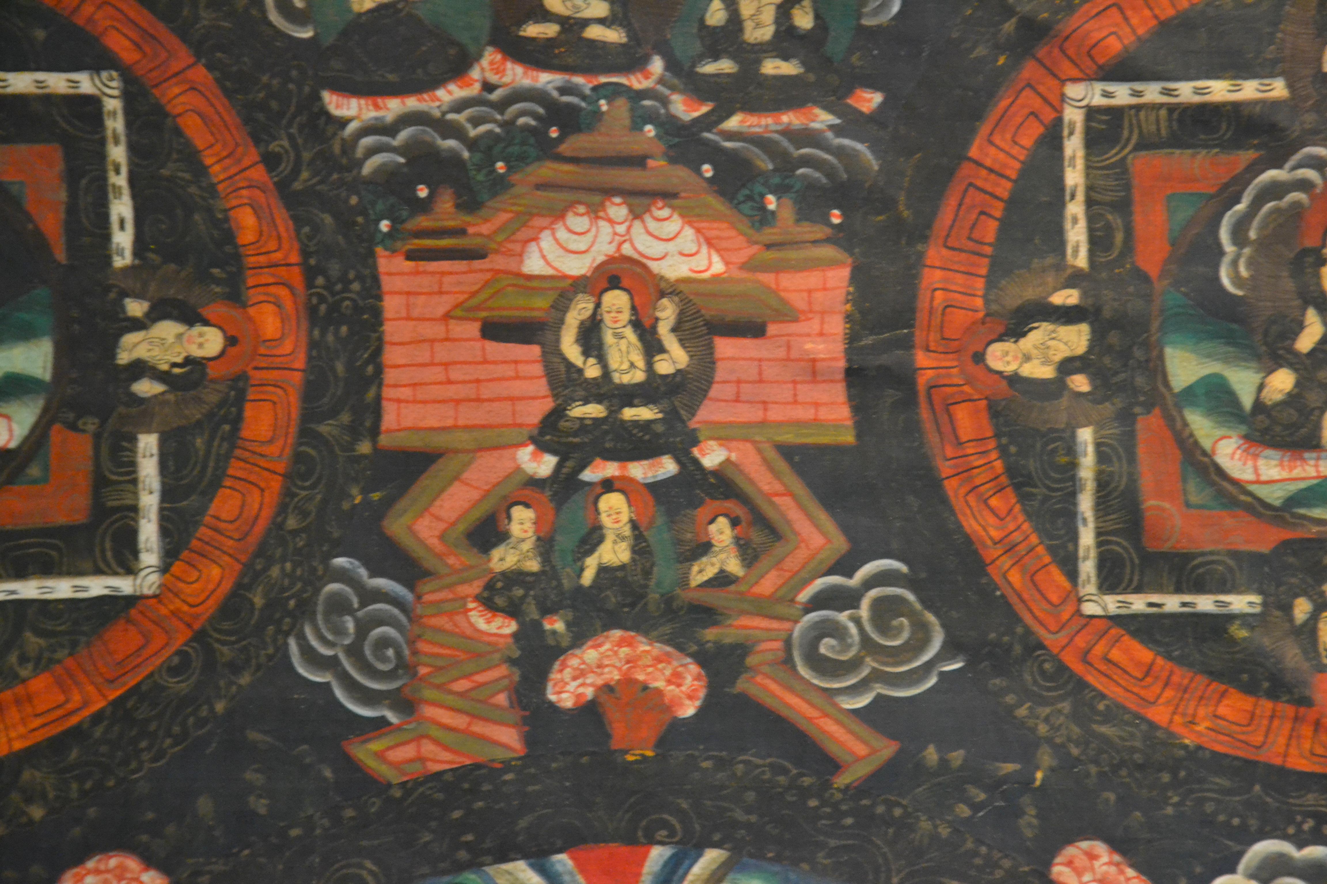 Buddha Mudra Mandala - Vintage Tibetan Thangka - Early 20th Century 1