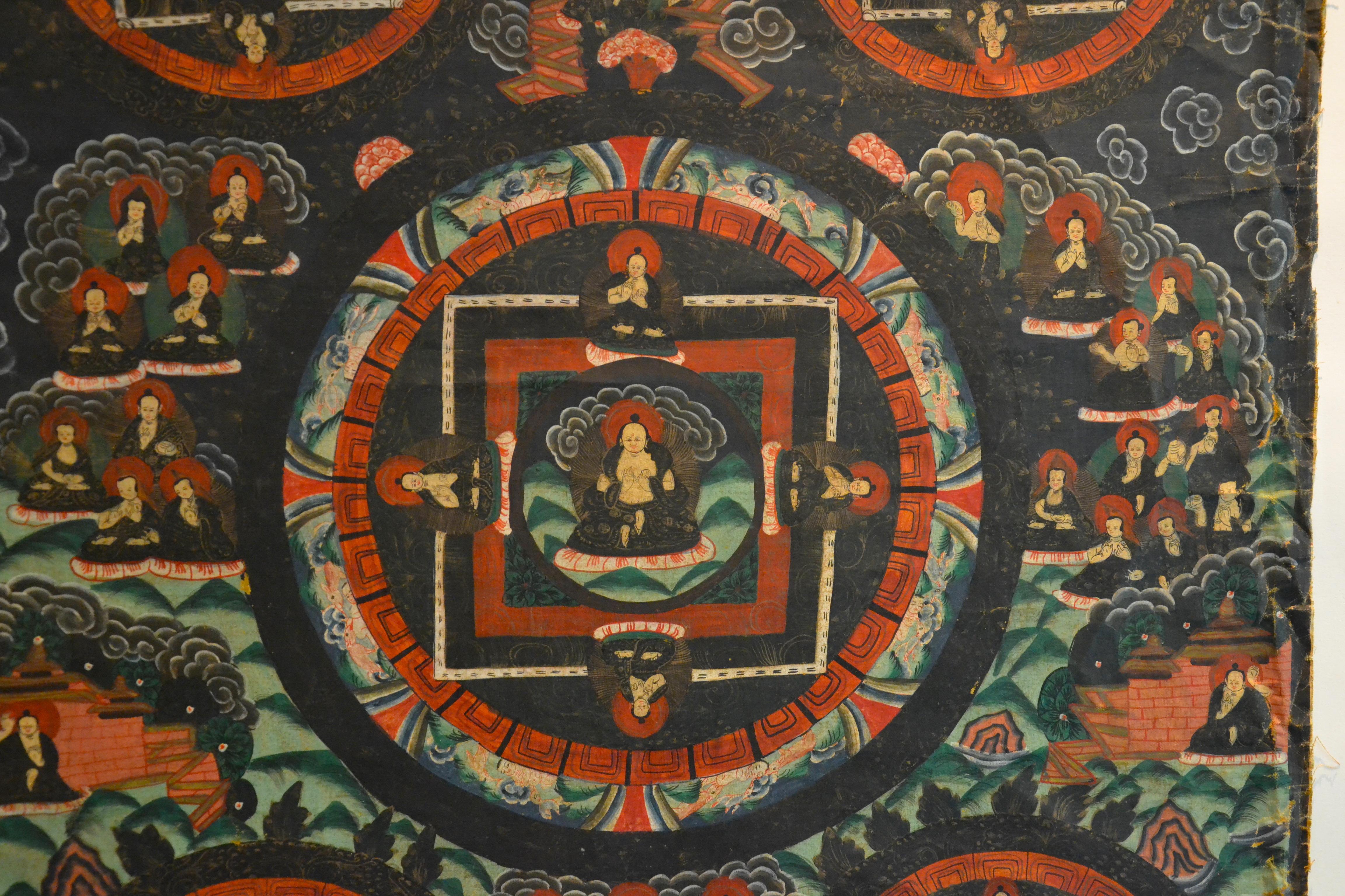 Buddha Mudra Mandala - Vintage Tibetan Thangka - Early 20th Century 2