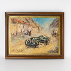 Bugatti Auto Rennen im Grand Prix de Pau Frankreich 1933, Öl auf Leinwand Gemälde