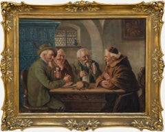 Burkert - German School Óleo de mediados del siglo XX, Veladas en la taberna