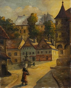 Bussy - 1944 Oil, The Town Square