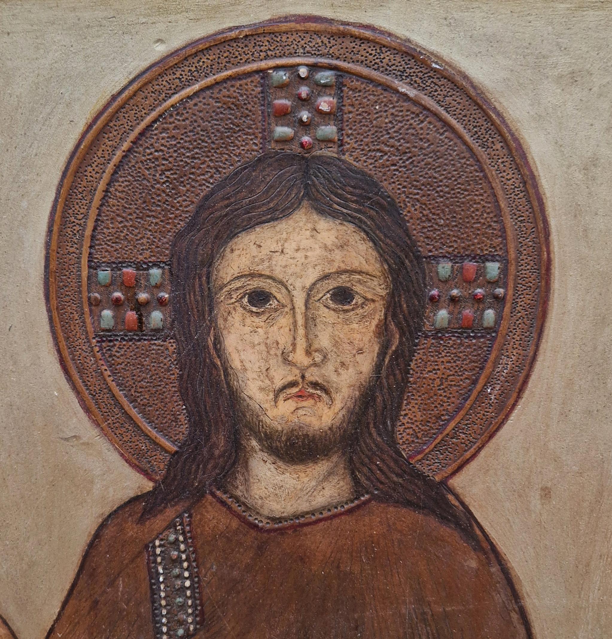 Scuola bizantina (XIX-XX) - Cristo Pantocrátor - Painting Bizantino di Unknown