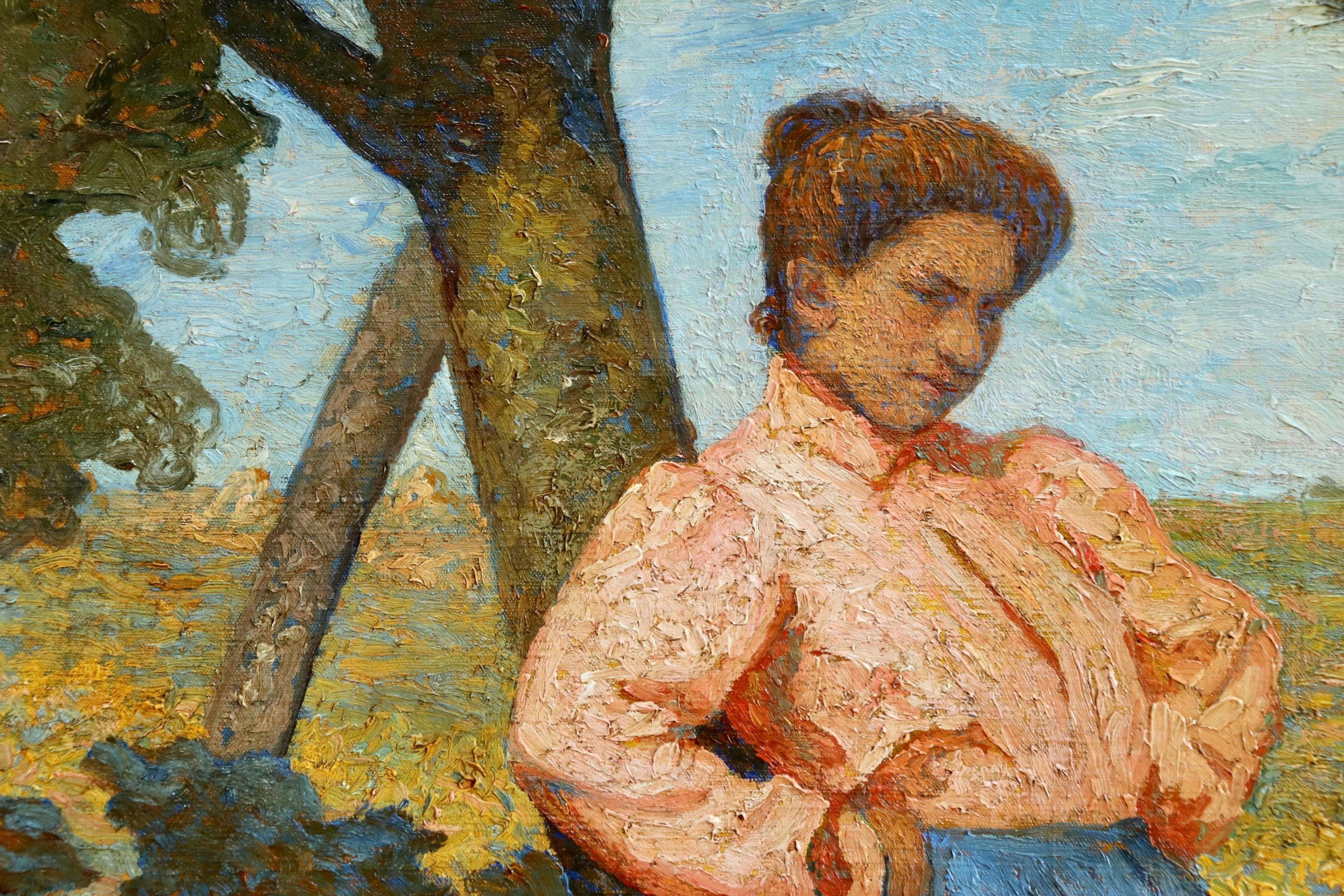 c. 1905 Large French Fauvist Oil on Canvas 