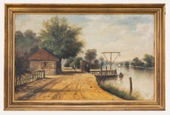 C. Adams - Framed Late 19th Century Oil, Waiting by the Jetty