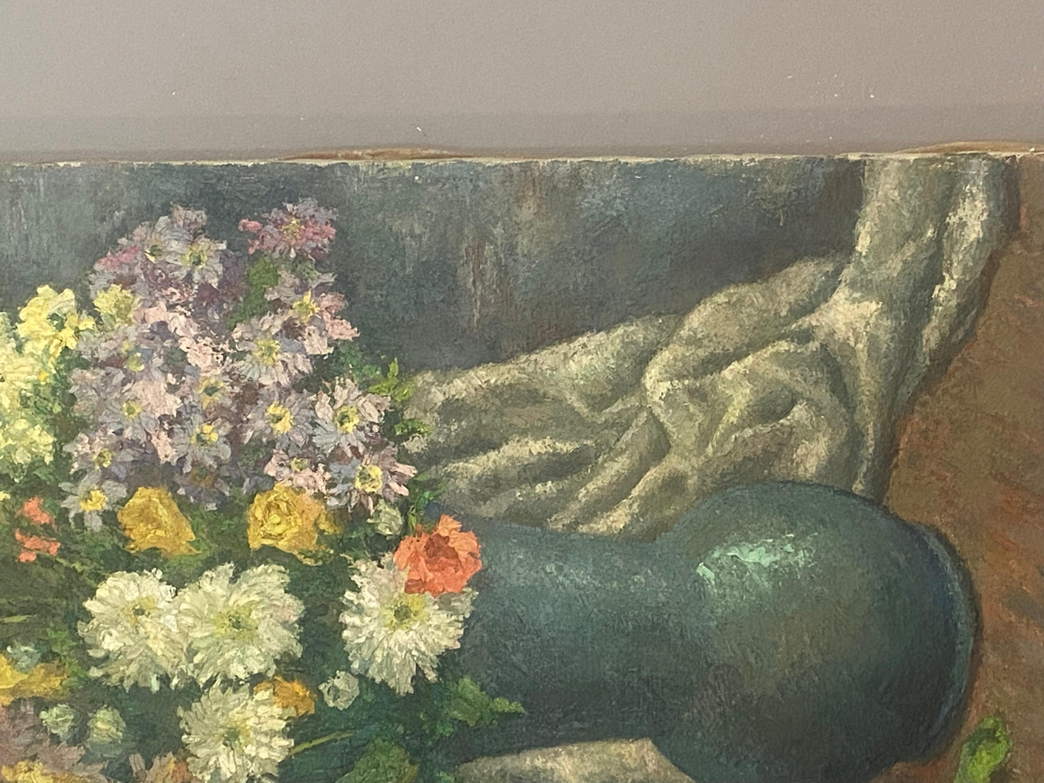 C. Griffin, Amerikaner 20. Jahrhundert  Blumenstrauß-Stillleben in einer Vase, 20. Jahrhundert. (Grau), Still-Life Painting, von Unknown