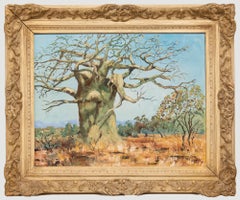 C. Hetherington - 1973 Óleo, Árbol Baobab