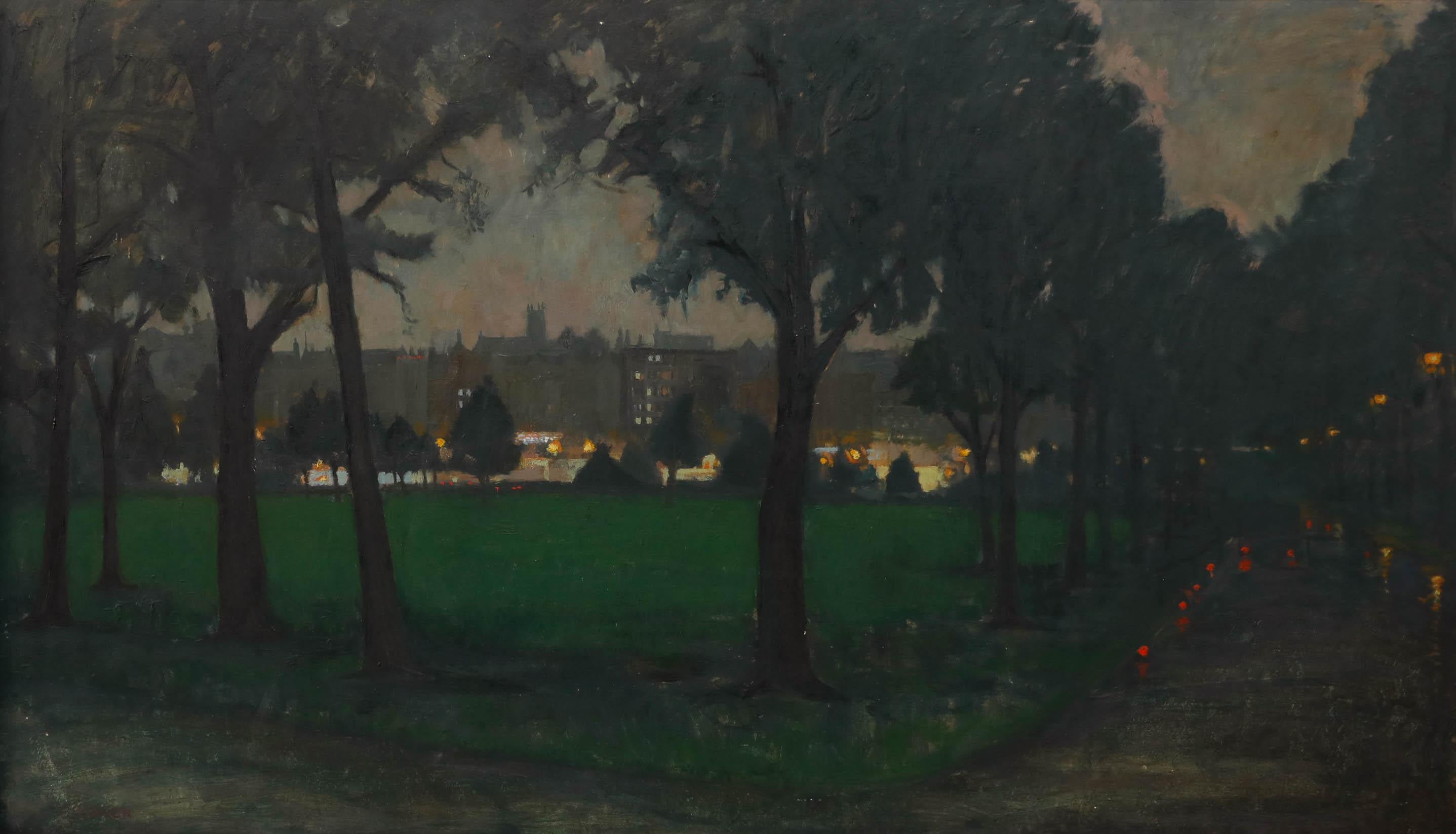 Huile du milieu du 20e siècle encadrée, un coin de parc à Harrogate - Painting de Unknown