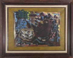 Huile, Oiseau noir sur les murs de la ville, C. R. T., 1983