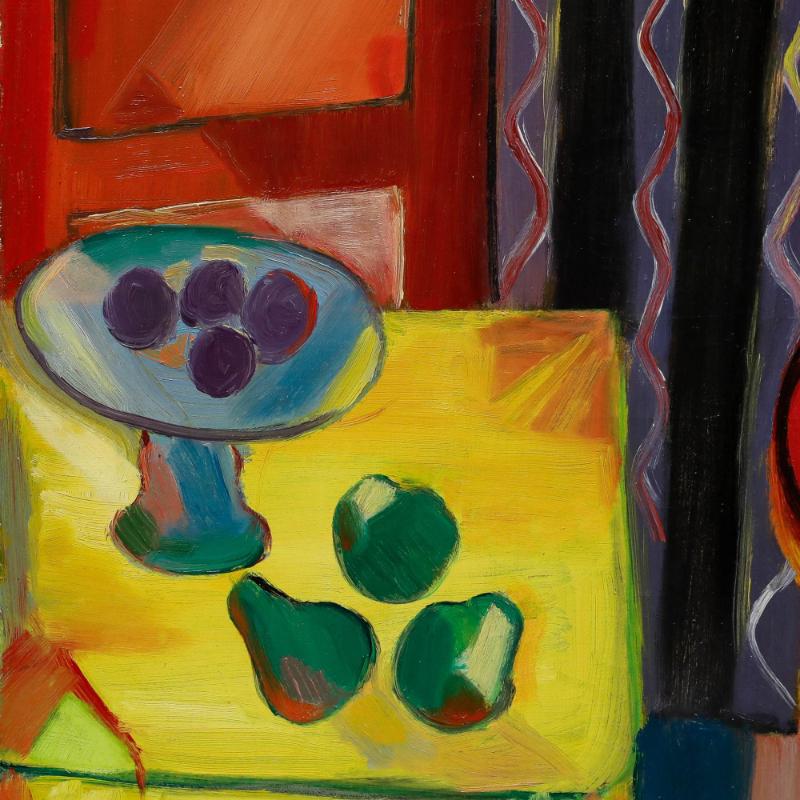 C. Van Severen - 1944 Oil, Still Life with Grandfather Clock - Brown Still-Life Painting by Unknown