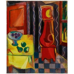 C. Van Severen - 1944 Oil, Still Life with Grandfather Clock