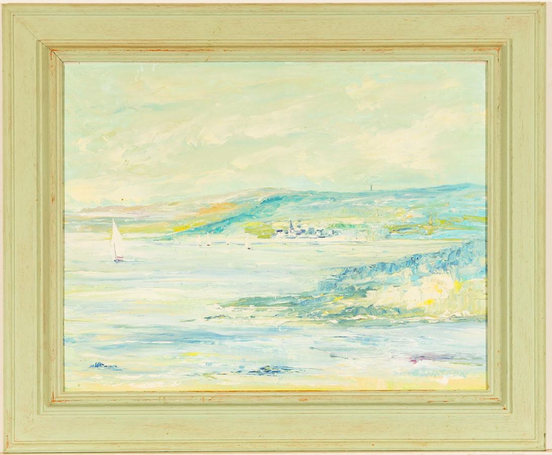 Unknown Figurative Painting - C. Watson  - Signed Contemporary Oil, Coastal Landscape with Sailing Ships