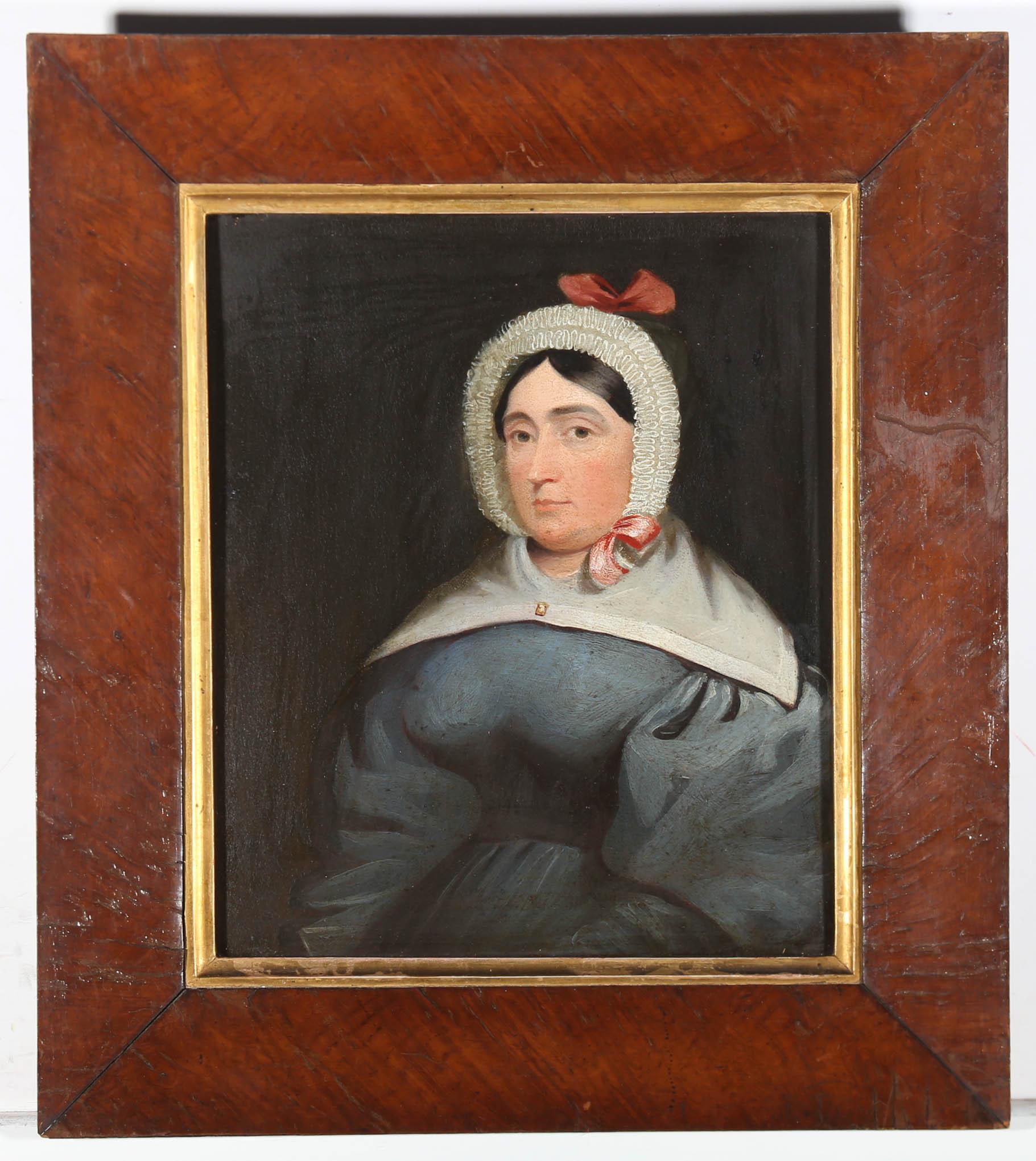 A very fine example of early 19th Century portraiture, showing Miss Robinson, nicknamed Robbie, the housekeeper of Normanby Castle in Yorkshire, for Lord Normanby ( Constantine Phipps, 2nd Earl of Mulgrave). The Normanby title had become extinct in