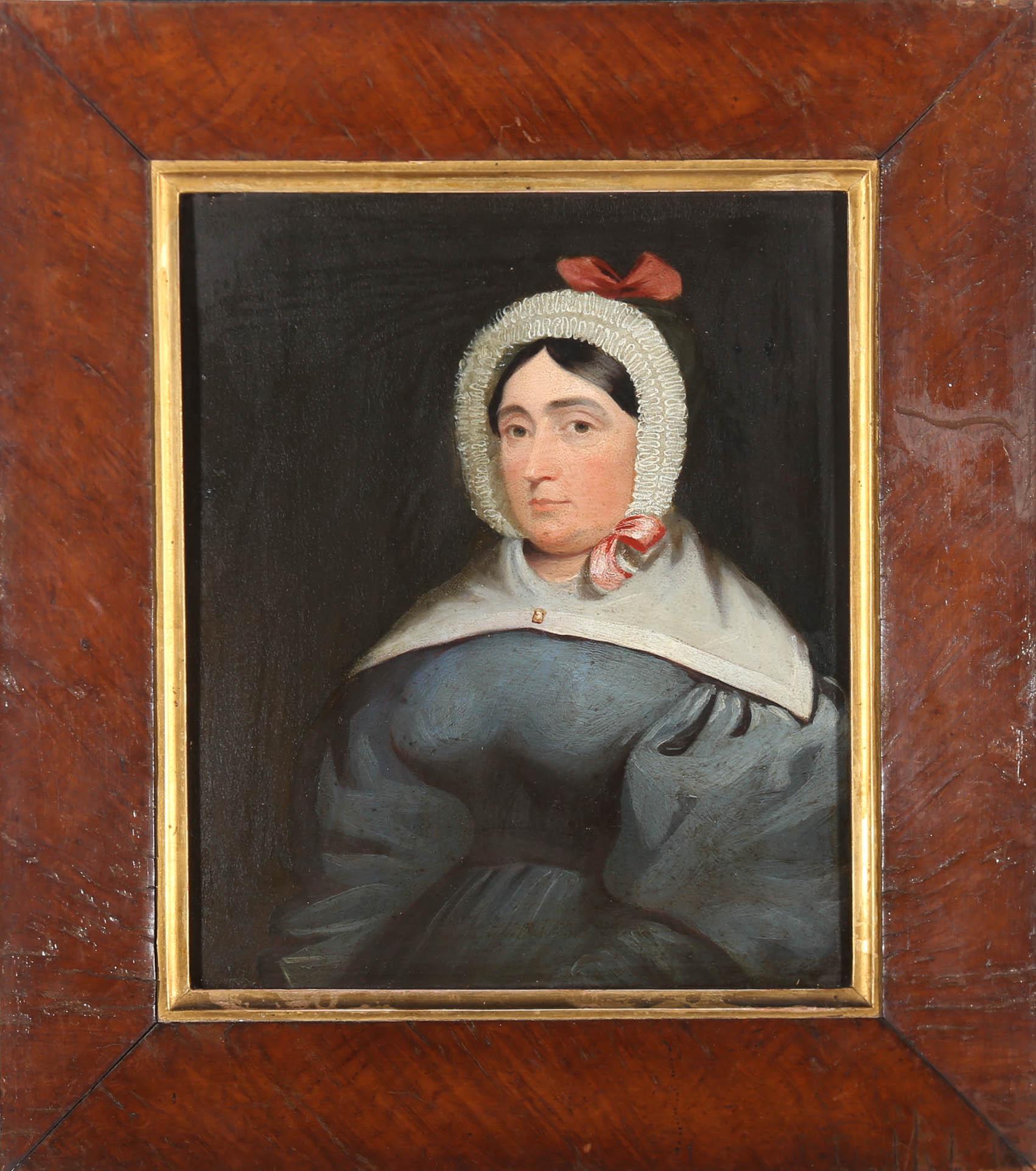 Unknown Portrait Painting - c.1840 Oil - Portrait Of Miss "Robbie" Robinson