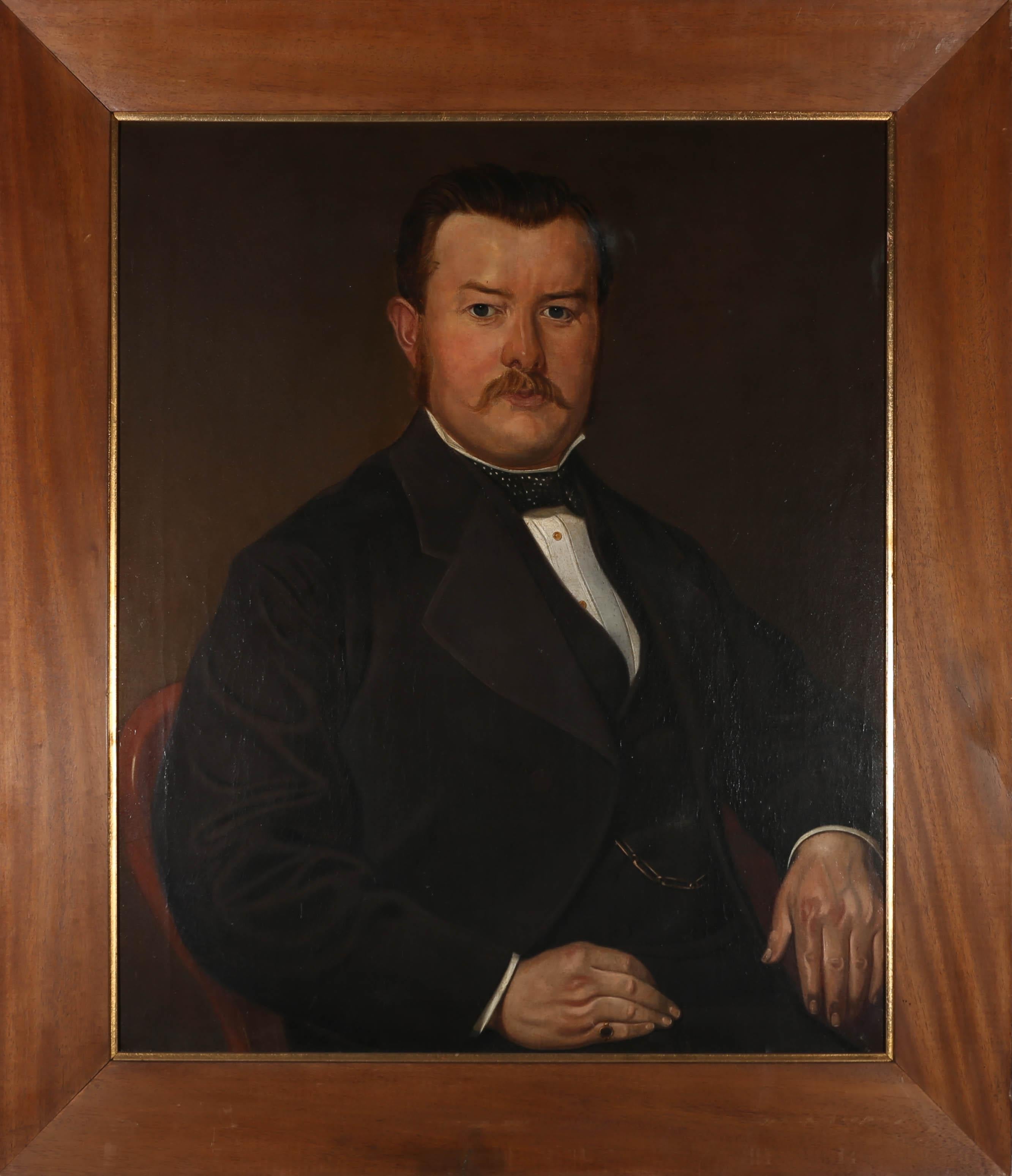 Unknown Portrait Painting - c.1870 Oil - The Wealthy Gentleman