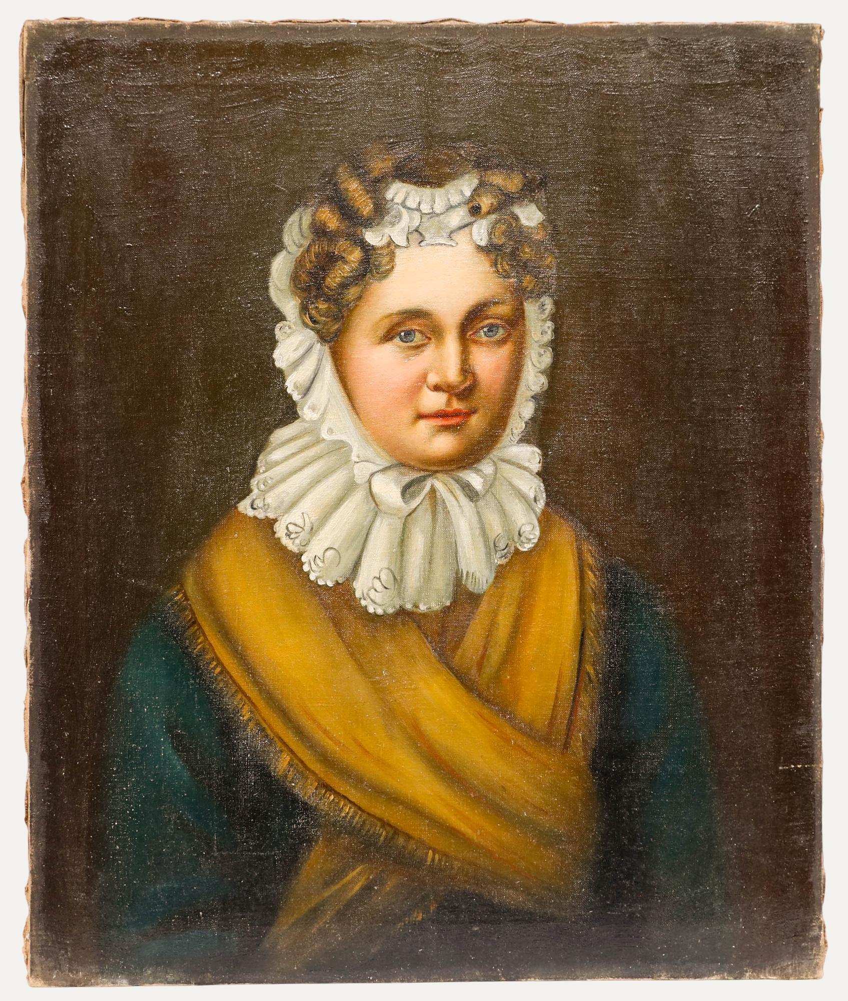 Unknown Portrait Painting - c.1880 Oil - Mrs von Marschall