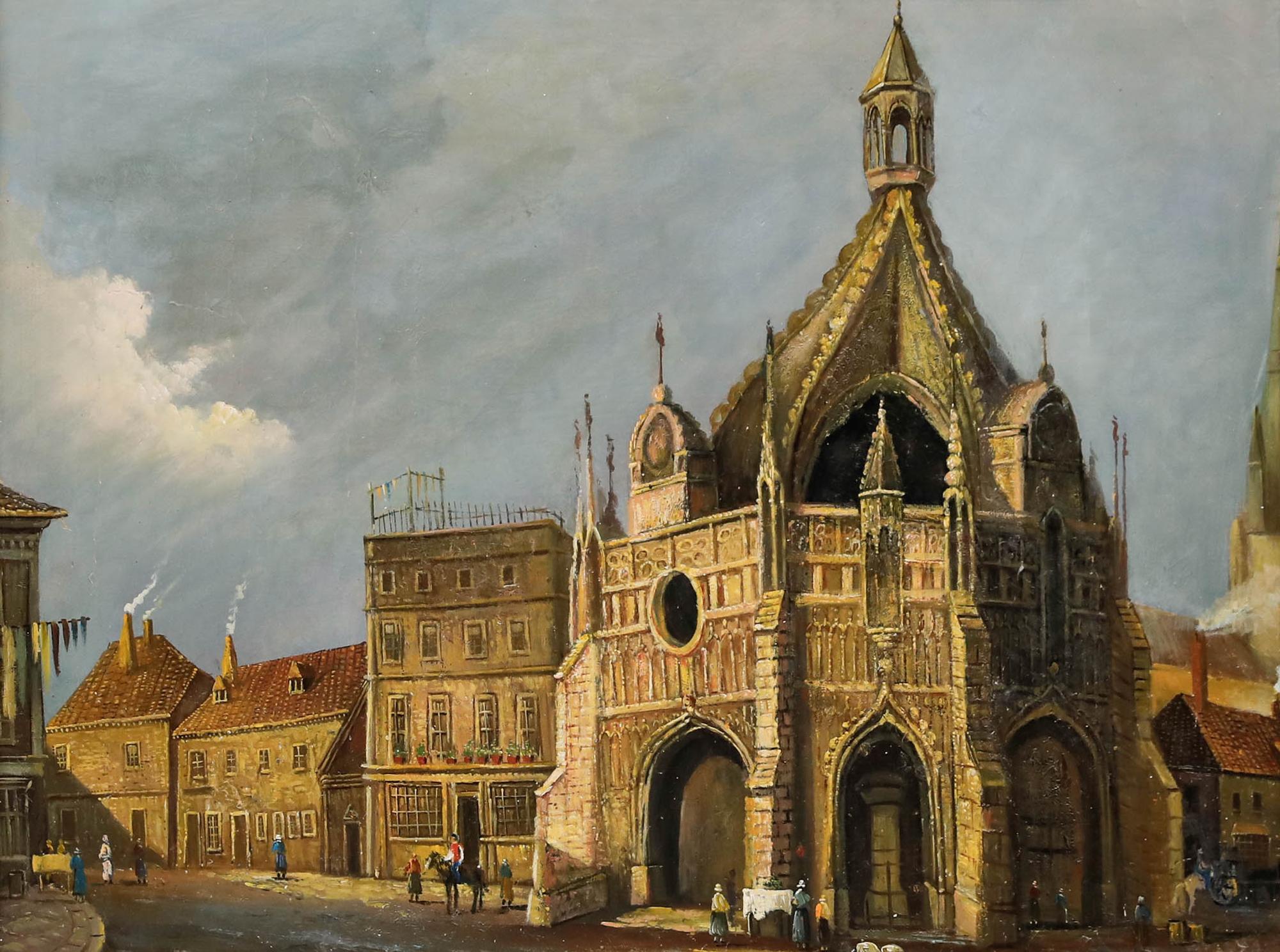c.1880 Olio - La Croce del Mercato, Chichester - Painting di Unknown