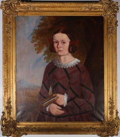 c.1945 Oil - The Reader In Plaid