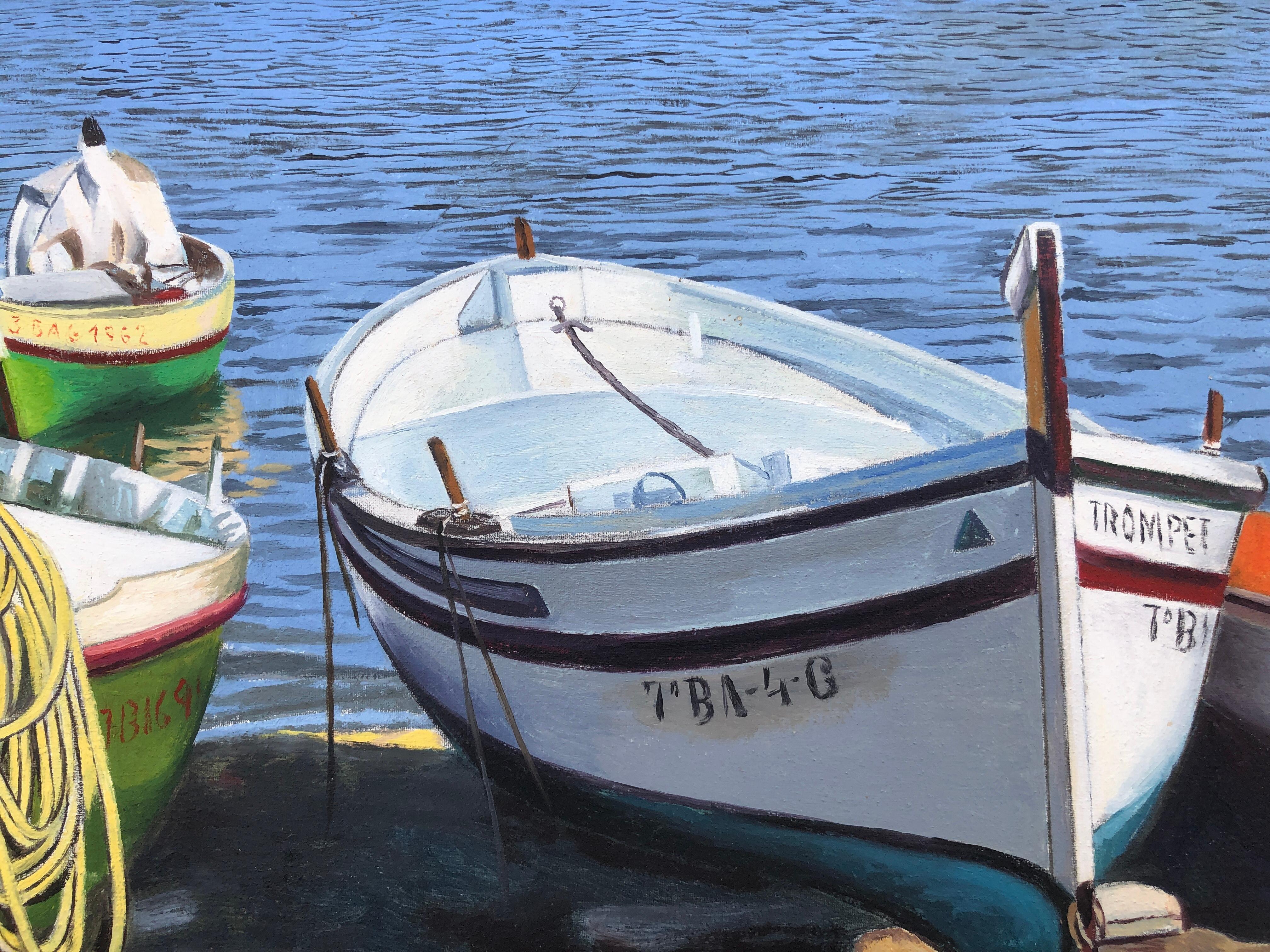Cadaqués España óleo sobre lienzo pintura paisaje marino barcos playa 1