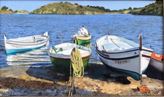 Cadaqués España óleo sobre lienzo pintura paisaje marino barcos playa