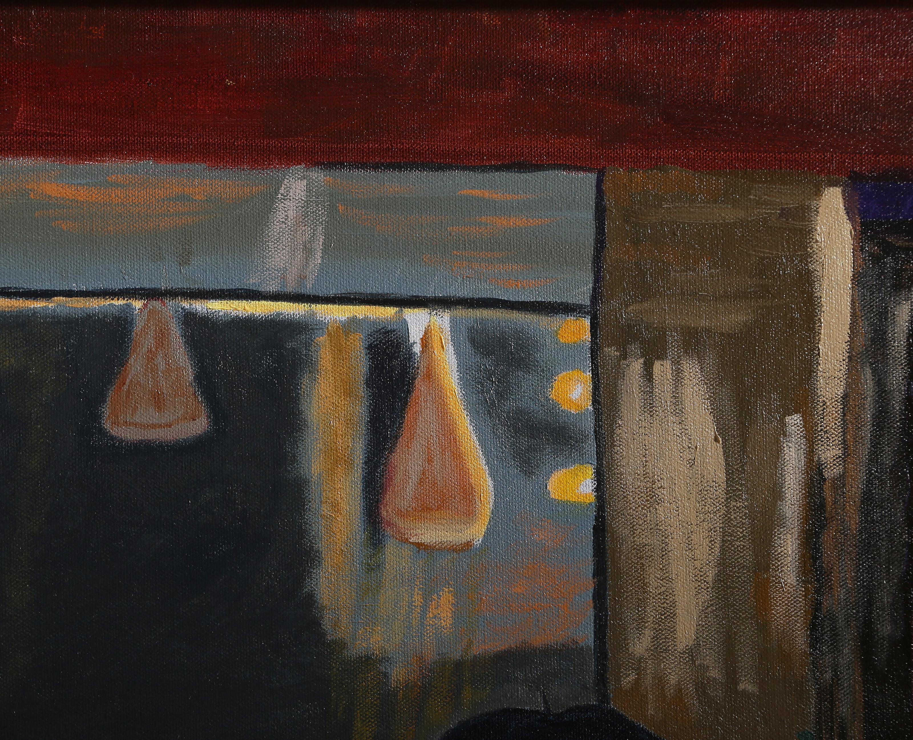 Cafe, Impressionist Oil Painting on Canvas In the Style of Claude Fauchère For Sale 2