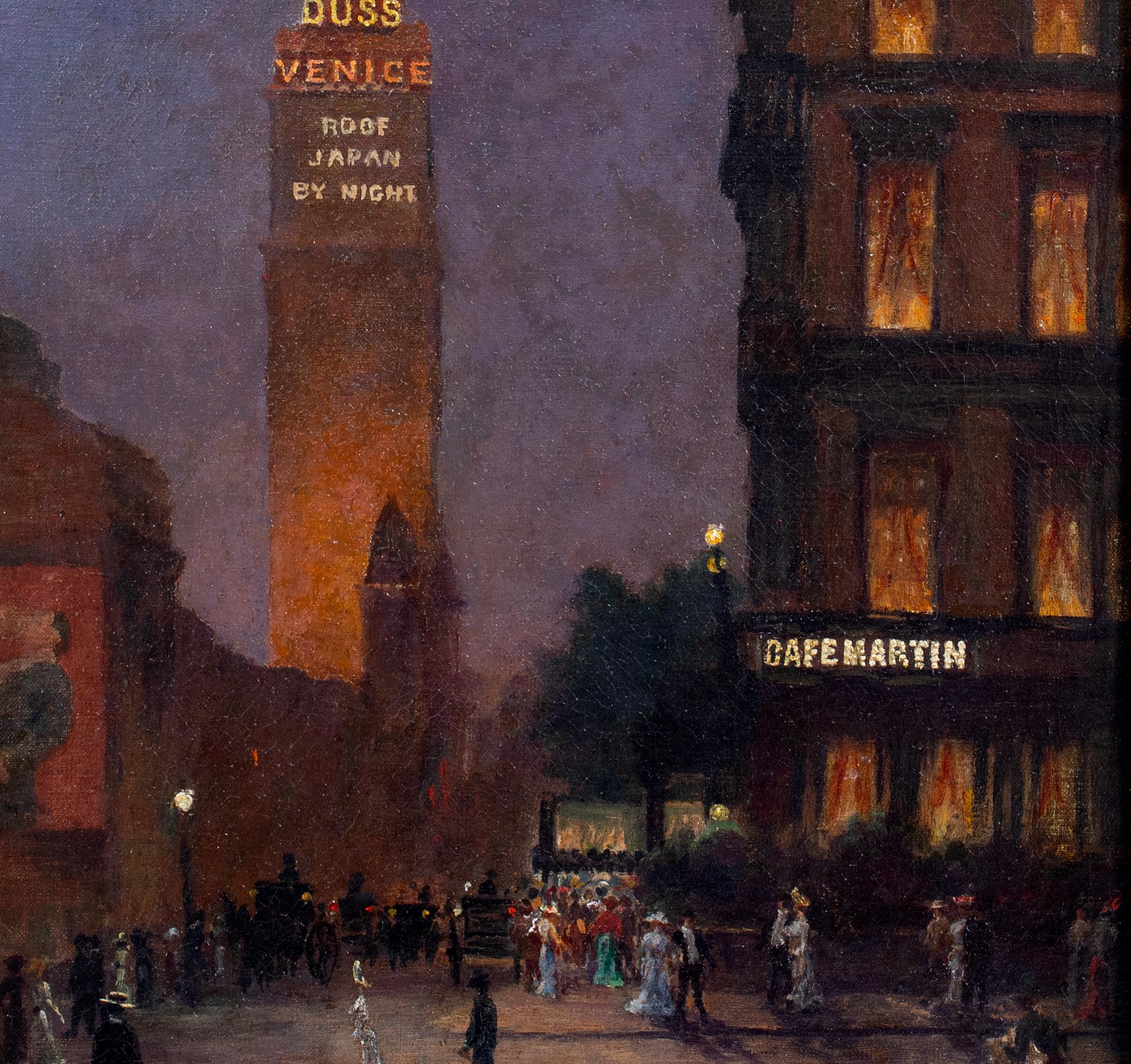 Cafe Martin At Night, Madison Square Park, New York, dated 1902  Rodighiero For Sale 3