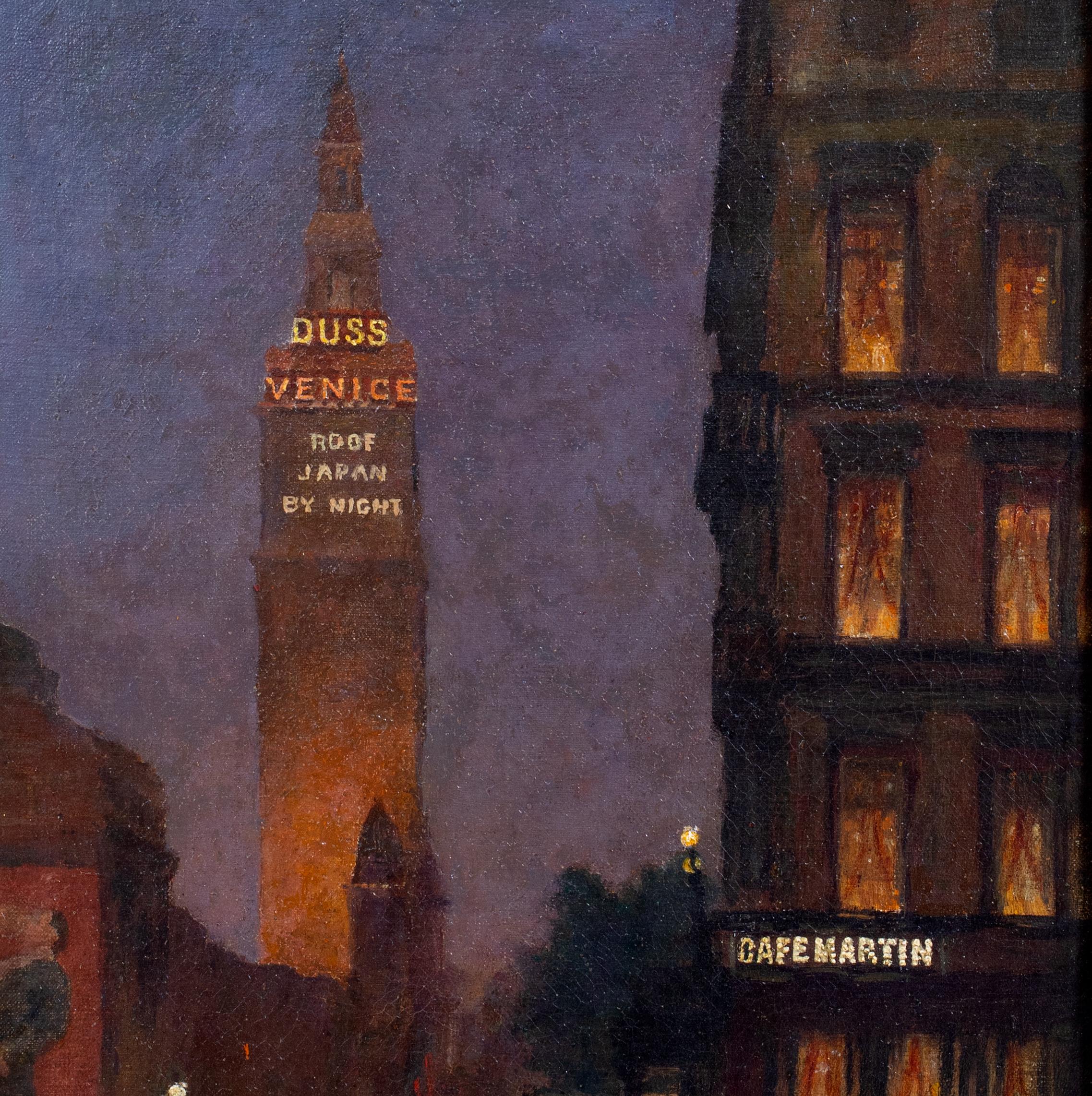 Cafe Martin At Night, Madison Square Park, New York, dated 1902  Rodighiero For Sale 4