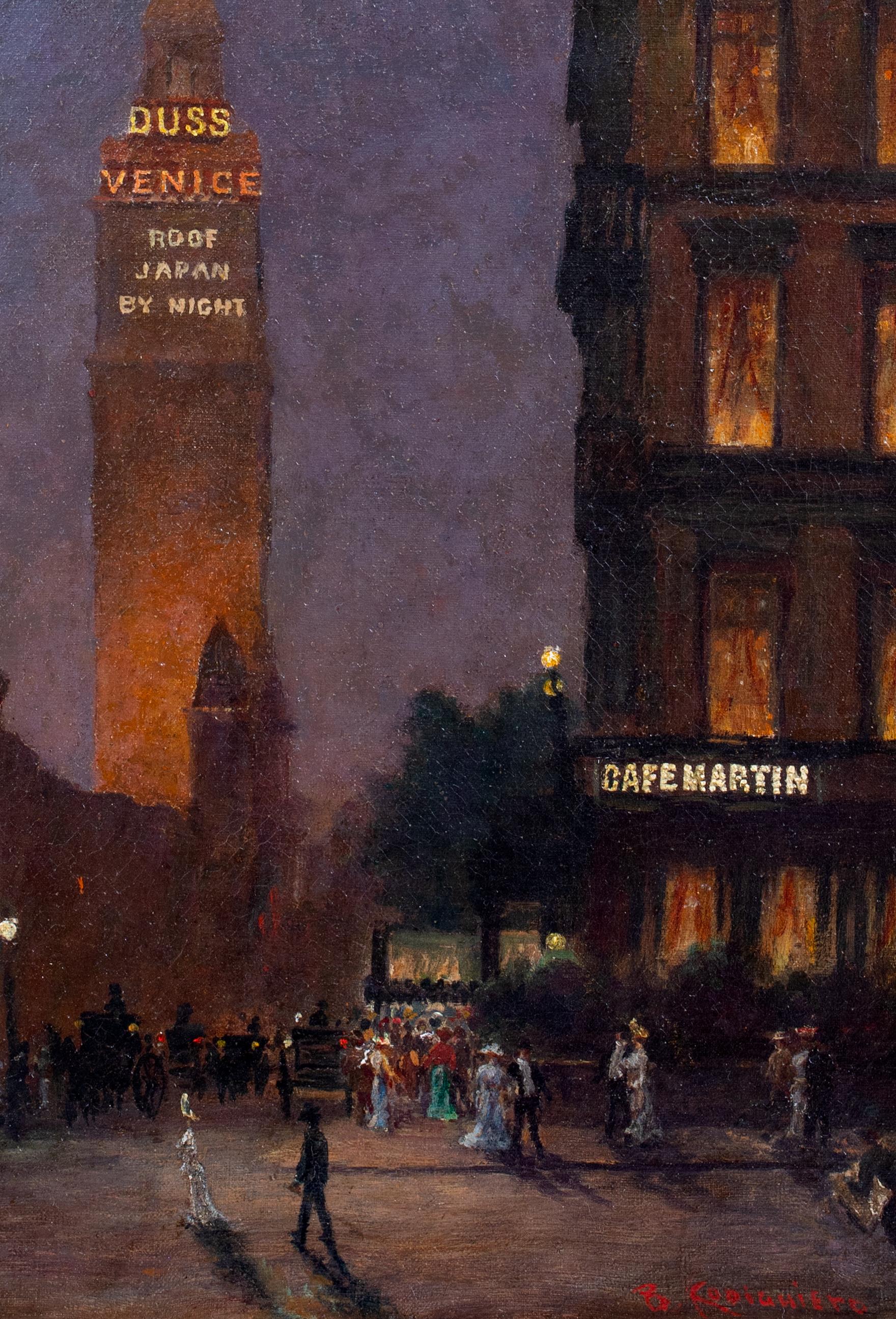 Cafe Martin At Night, Madison Square Park, New York, dated 1902  Rodighiero For Sale 5
