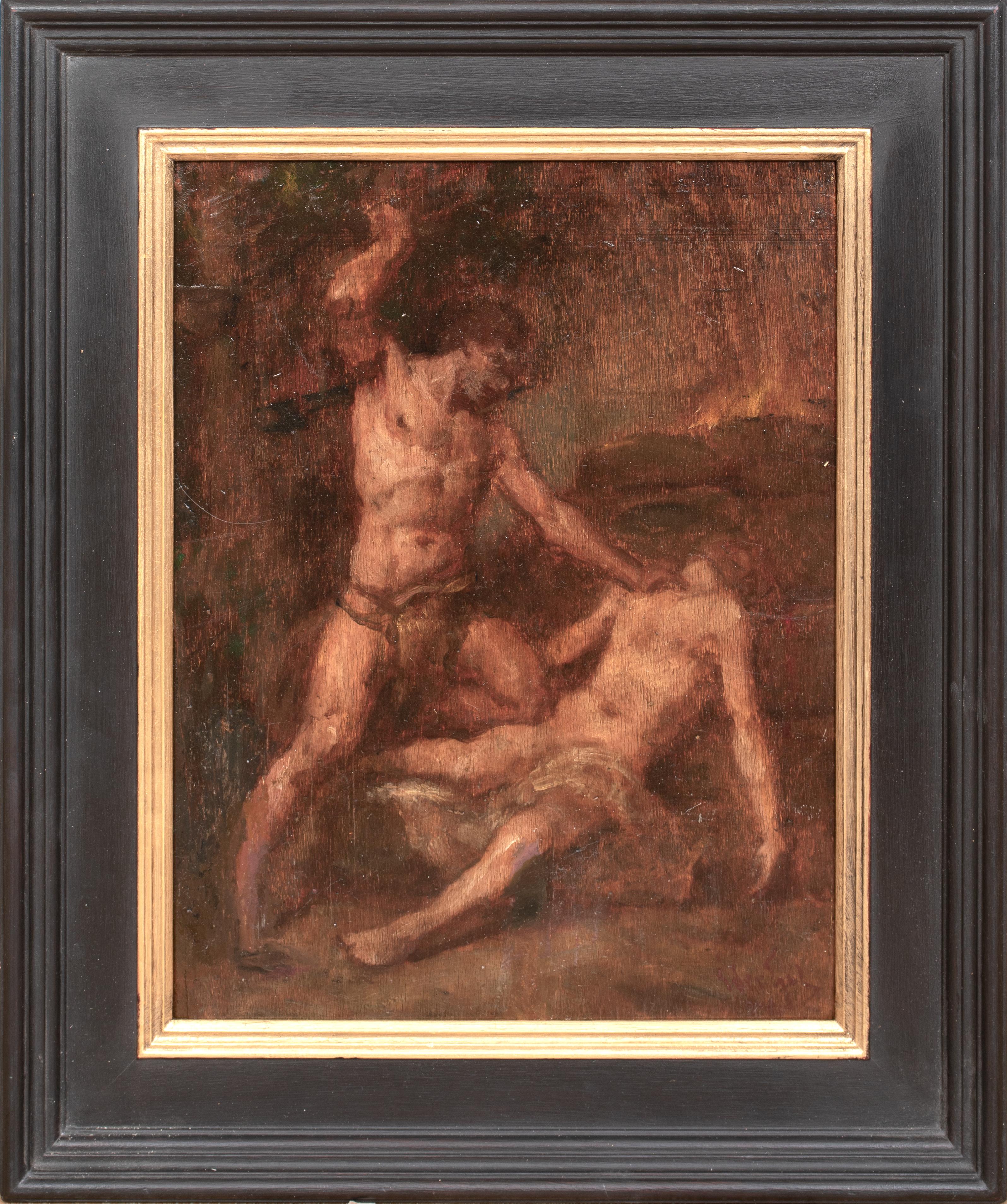 Unknown Portrait Painting – Kain und Abel, 19. Jahrhundert