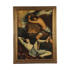 Antique Cain And Abel Oil On Canvas 17th Century