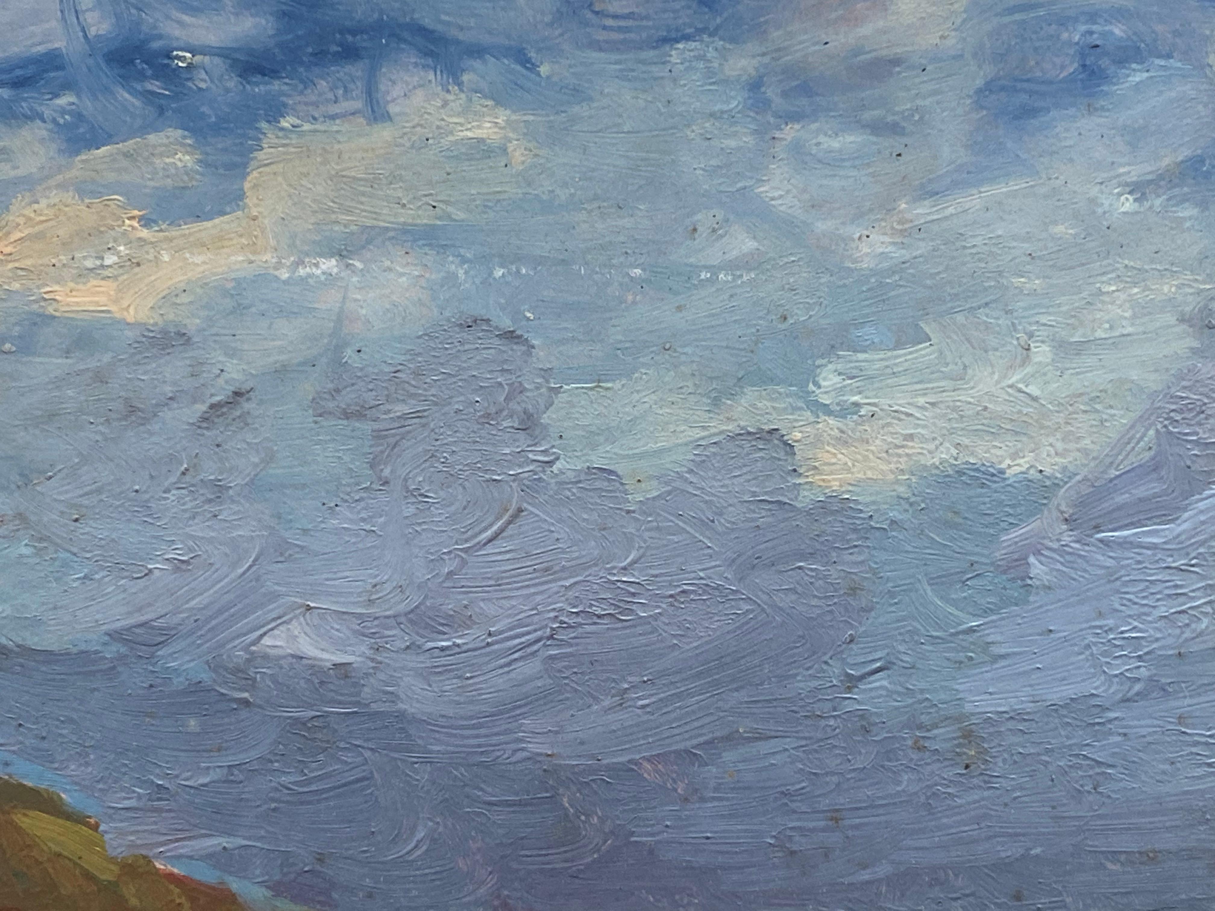California Beach Scene by French Impressionist Artist -Signed Oil Coastal Scene For Sale 1