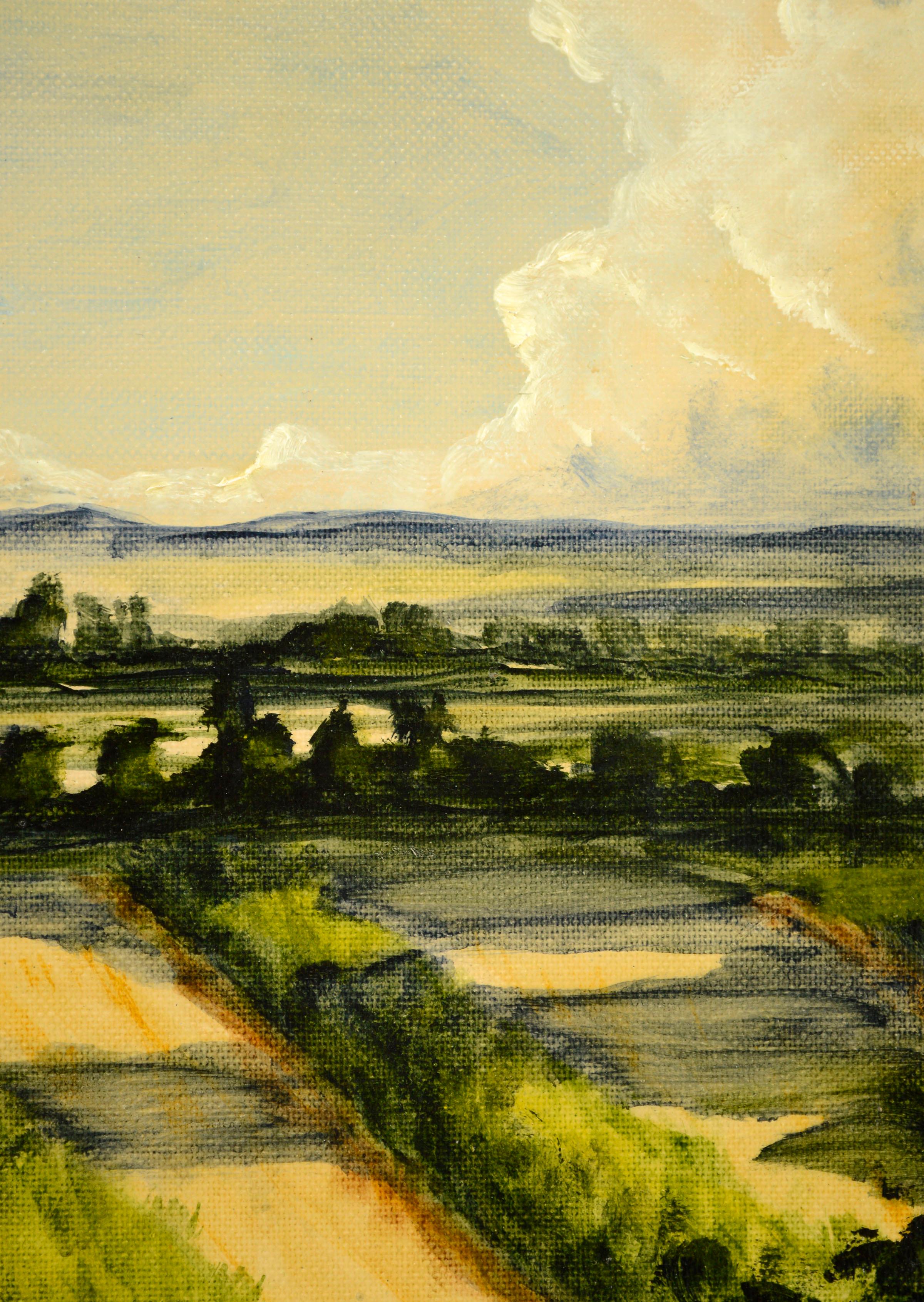 California Farmland Landscape by Kim  - Brown Landscape Painting by Unknown