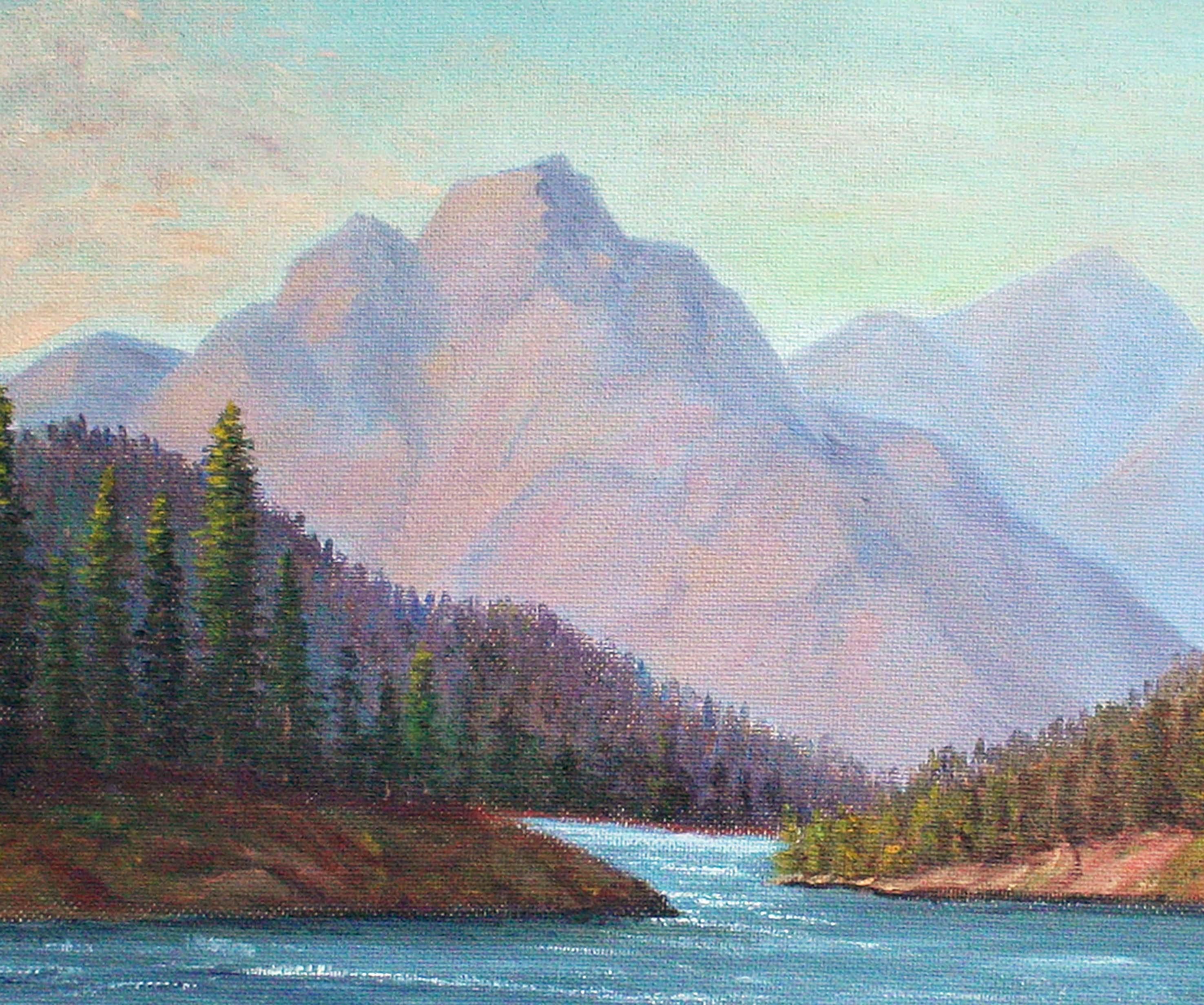 Mid Century Landscape California Mountain Lakeside - American Impressionist Painting by Unknown