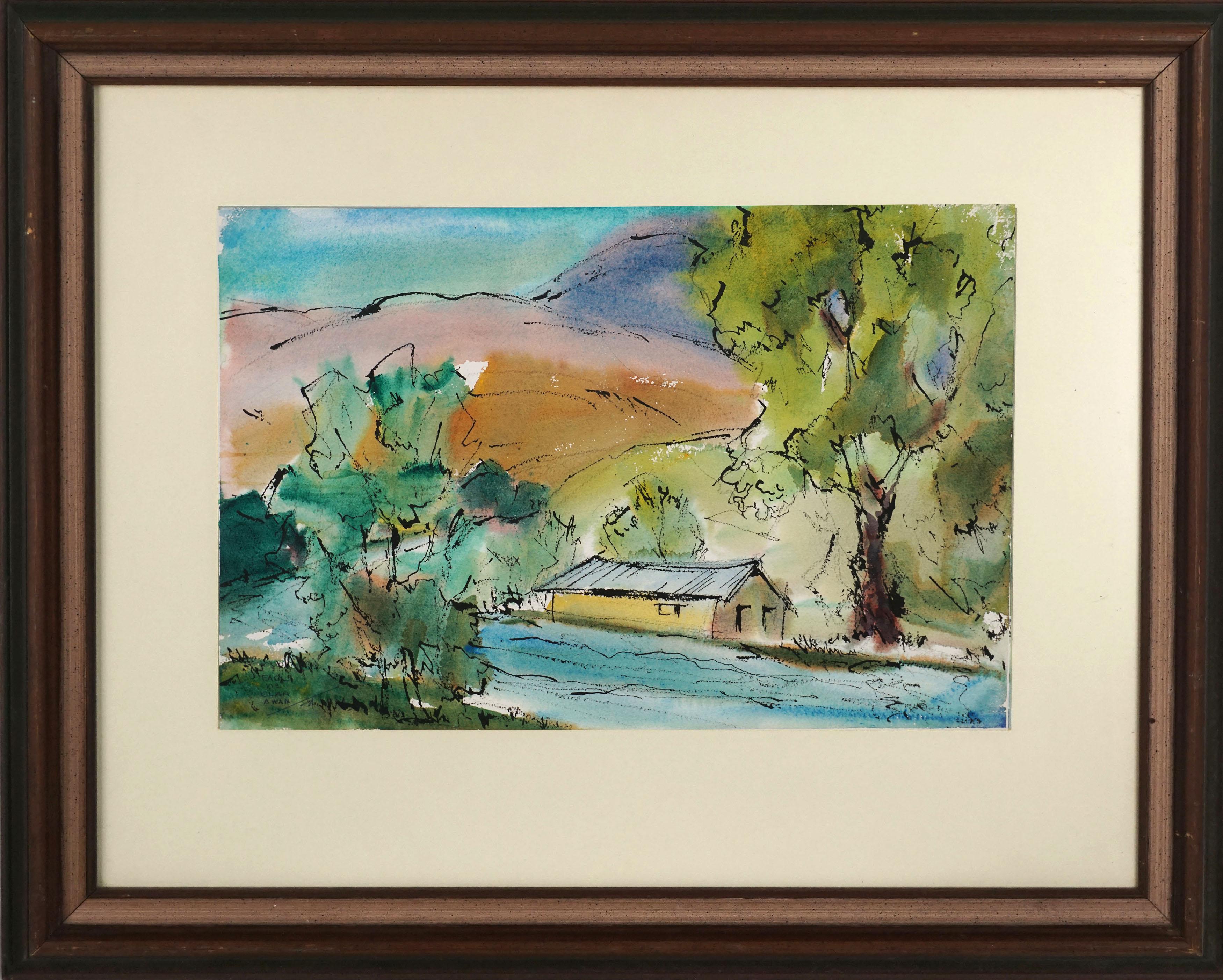 A. Earl McClanahan Landscape Painting - Vibrant Nevada Farm Double Sided Landscape
