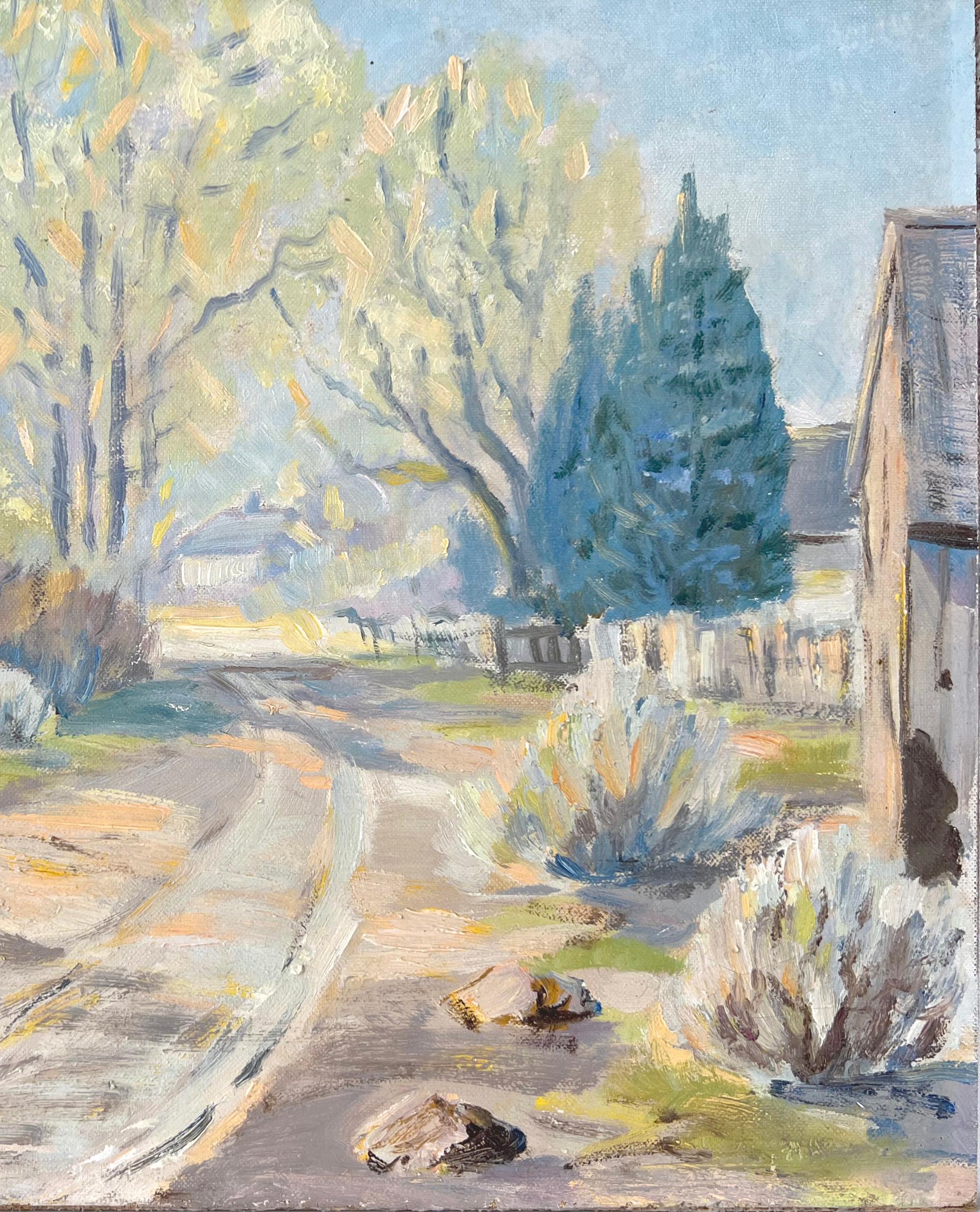 California School - Desert Ranch Road Landschaft Öl auf Leinwand (Amerikanischer Impressionismus), Painting, von Unknown