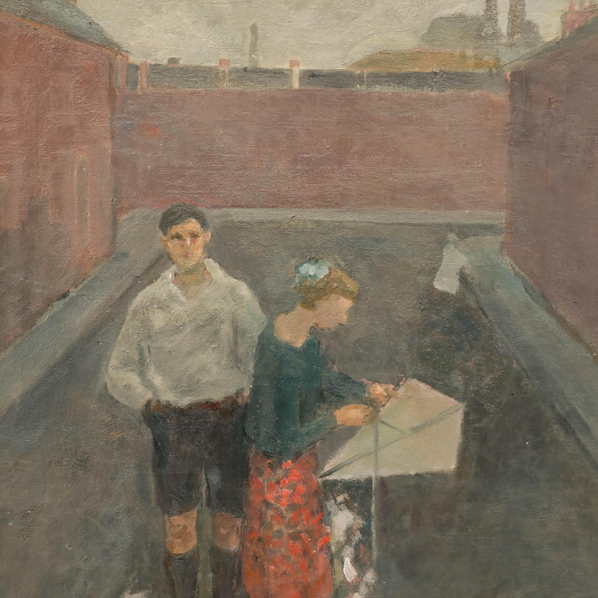 Camberwell School, Mitte des 20. Jahrhunderts, Öl – The Kite (Grau), Figurative Painting, von Unknown