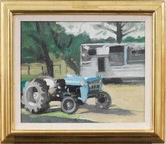 Camden South Carolina Signed Vintage American Southern Farm Tractor Oil Painting