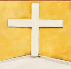 Campbell Signed Church Door Facade Oil on Canvas