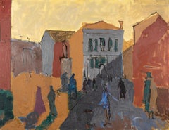 Campo Santo Stefano, Venise, huile sur toile, peinture d'EARL, vers 1980