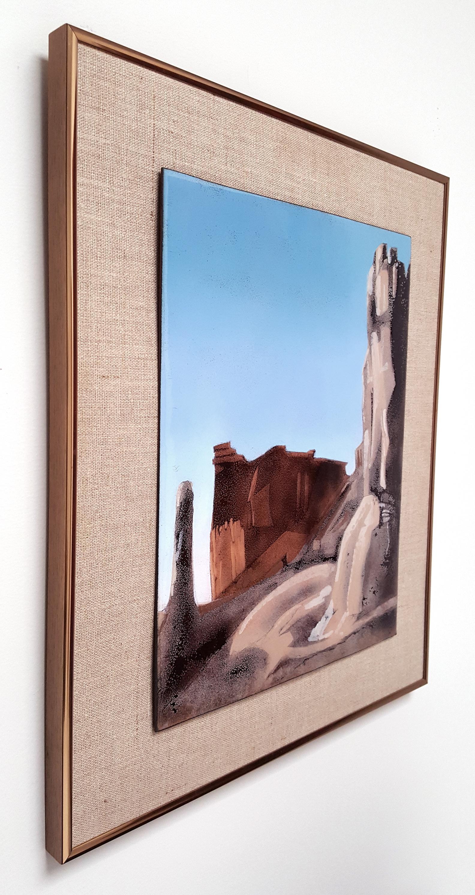 Paesaggio smaltato in rame 'Capitol Reef' di Irwin Whitaker - Landscape Painting Grigio di Unknown