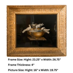 "Doves of Pliny"-  Micro Mosaic Picture Antique Frame