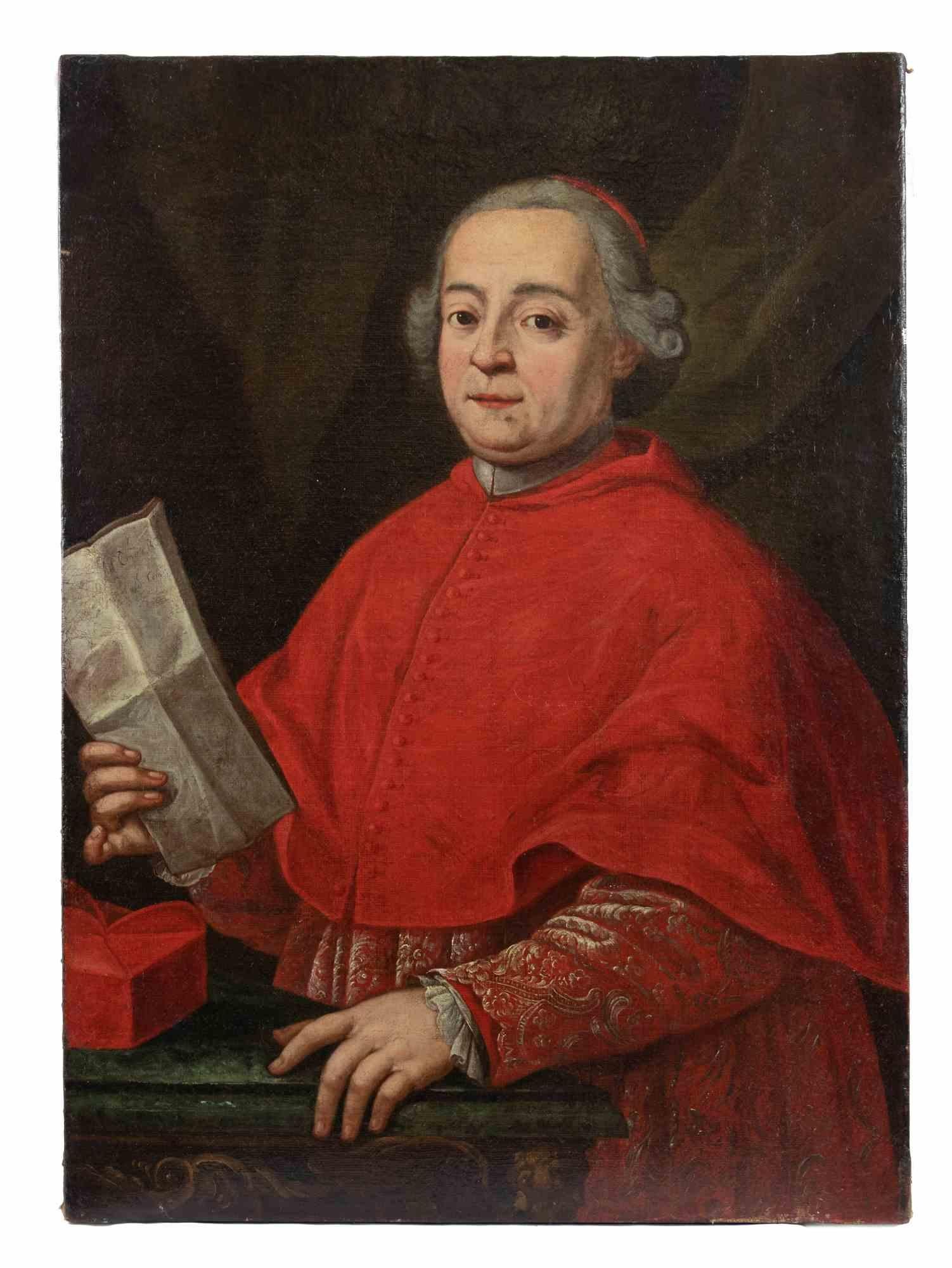 Figurative Painting Unknown - Cardinal with Missive - Peinture d'un inconnu - 17ème siècle