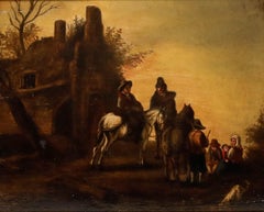 Carel van Falens - Framed Early 19th Century Oil, A Stop at the Inn