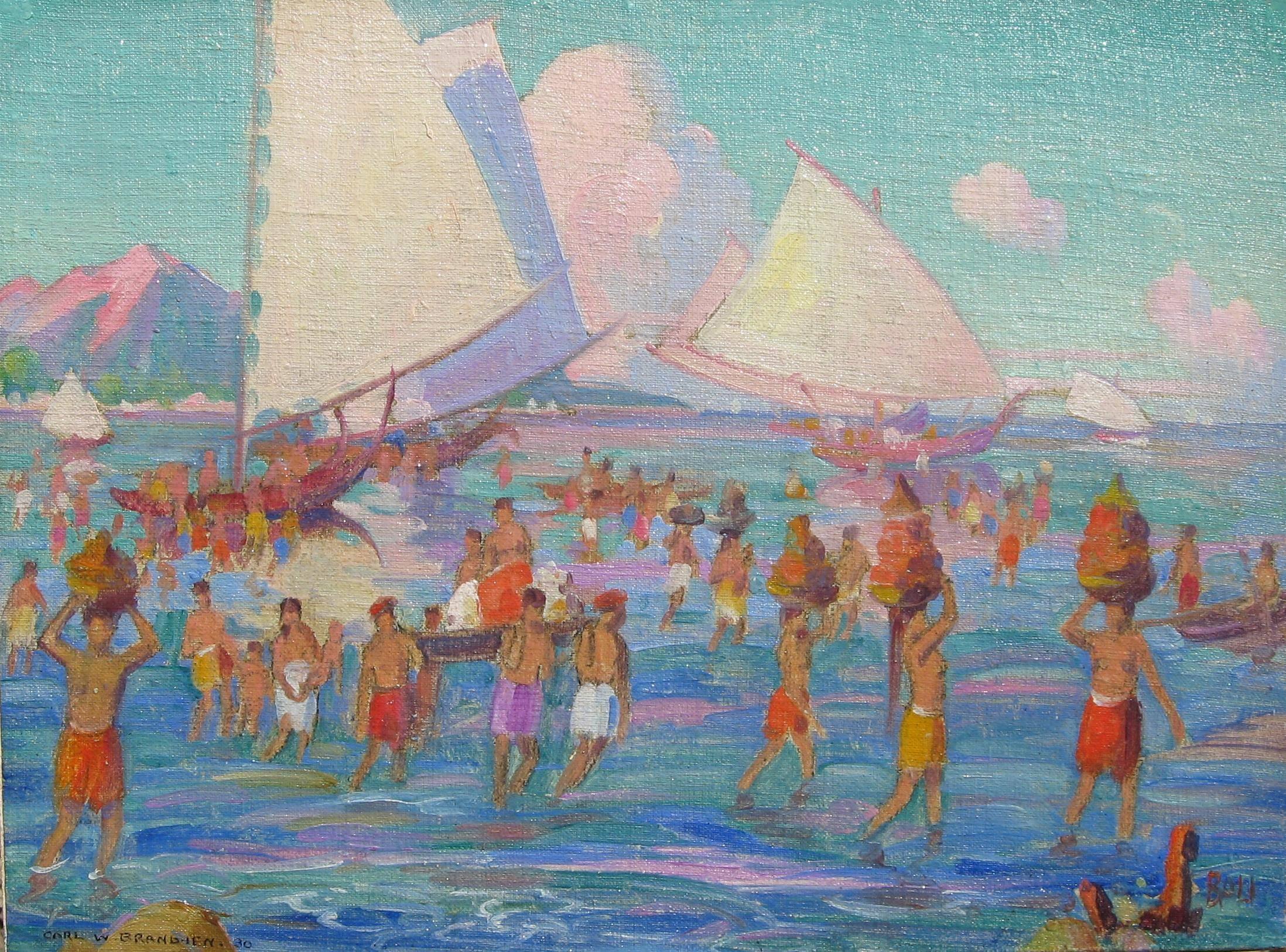Carl Brandien, Artista dell'Accademia Nazionale di New York, Pittura a olio, 1930, Bali - Painting di Unknown