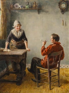 Carl Haver (1859-1920) - Framed Late 19th Century Oil, Courting Couple