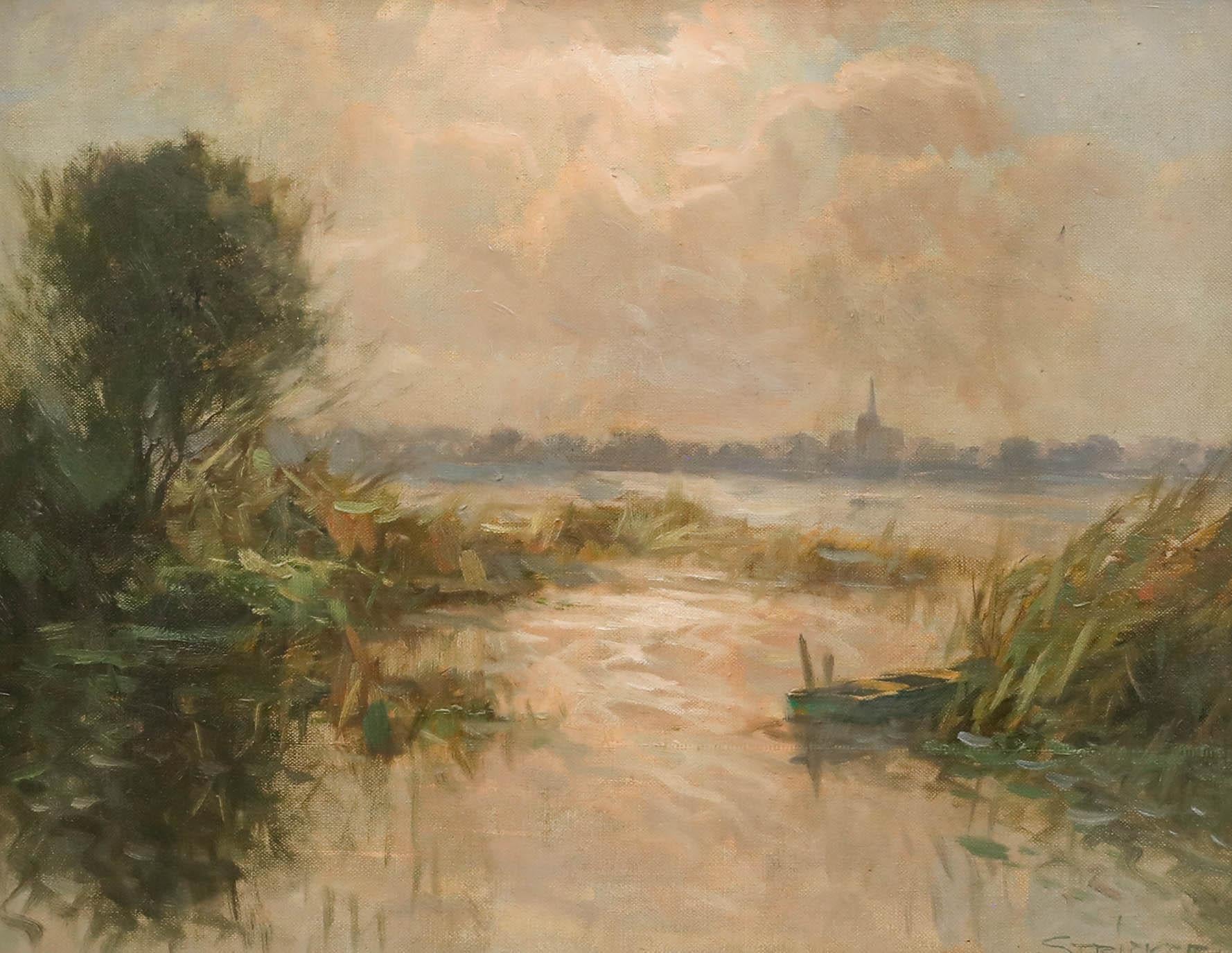Carl Heinz Stricker (1926-2002) - 1947 Óleo, Paisaje costero con juncos - Painting de Unknown