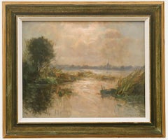 Carl Heinz Stricker (1926-2002) - 1947 Huile, paysage de rivage avec roseaux