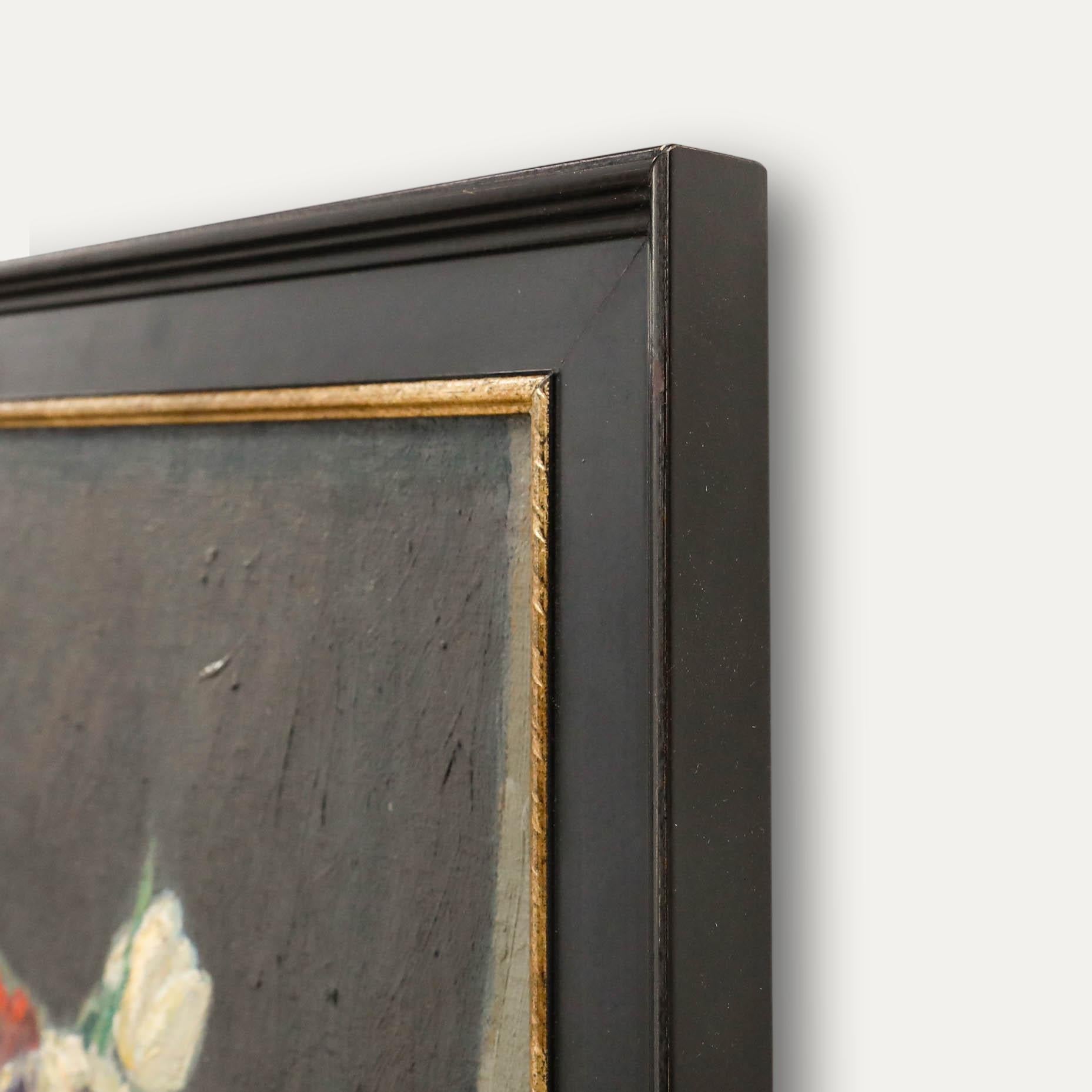 Carl Johann Nikolaus Piepho (1869-1920) - Framed Oil, Flowers in a Glass Vase For Sale 1